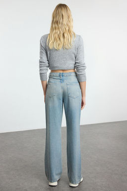 Ac?k Mavi Yuksek Bel Wide Leg Jeans TWOAW25JE00144