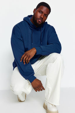 TRENDYOL MAN Antrasit Buyuk Beden Oversize Basic Rahat Kapusonlu Etiketli Ici Polarl? Sweatshirt TMNAW24AO00000 - Trendyolmilla фото 29
