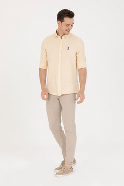 Мужская светло-желтая рубашка с длинным рукавом - U.s. polo assn фото 18