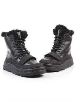04-PAJ76-1Z BLACK Ботинки зимние женские (натуральная кожа, натуральный мех, 100% шерсть)