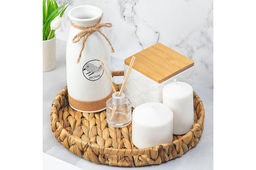 Поднос плетеный 30*30*4 см с ручками, водный гиацинт