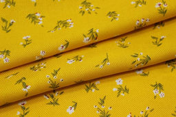 Плательная вискоза Весенние букетики цв.светлый шафран, СОРТ2, ш.1.45м, вискоза-100%, 135гр/м.кв - Купава фото 2