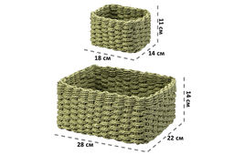 Набор 3 плетеных корзин 1 корзинка 28*22*14 см, 2 корзинки 18*14*11 см, зеленый - Elan gallery фото 2