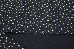 Муслин двухслойный с эф.фактурной стежки Микро цветочки на чернильно-черном, ш.1.4м, хл-100% - Купава фото 6