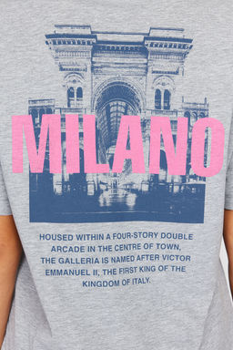 TRENDYOLMILLA Beyaz %100 Pamuk Bask?l? Oversize/Genis Kal?p Bisiklet Yaka Orme T-Shirt TWOSS24TS00066 фото 5