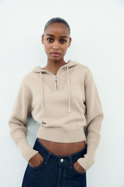 KNIT SWEATER WITH HOOD - Zara фото 13