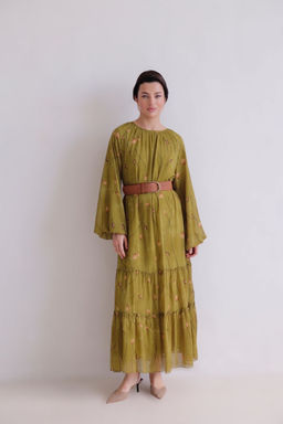 Martichelli Платье хаки с цветочным принтом  фото 7