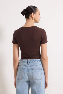 Kahverengi Buzgu/Drape Detayl? Fitted Orme Bluz TWOSS25BZ00505