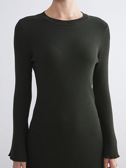 Bisiklet Yaka Triko Elbise