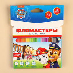 Фломастеры с кистью, 12 цветов, Щенячий патруль - Paw patrol фото 5