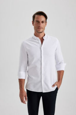 Modern Fit Dokulu Uzun Kollu Gomlek
