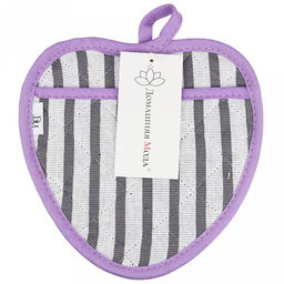 Прихватка с запахом 20х20см "Лайн-3", форма "Клубника", рогожка 171г/м2, хлопок 100%, наполнитель - ватин 280г/м2, на пластмассовом подвесе, "Домашняя мода" (Россия)