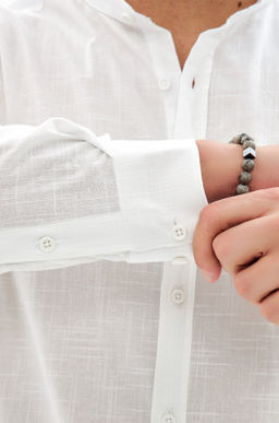 Мужская льняная рубашка с воротником-стойкой Happy Fox  фото 14