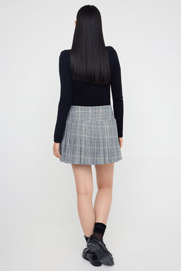 Teen Gri Ekoseli Deri Kemer Detayl? Piliseli Dokuma Mini Etek TWOAW26ET00038 - Trendyolmilla фото 4