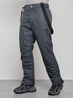 Полукомбинезон утепленный мужской зимний горнолыжный темно-серого цвета 7507TC