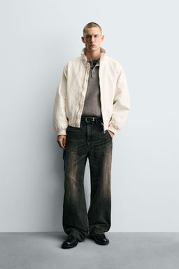 CRINKLE-EFFECT BOMBER JACKET