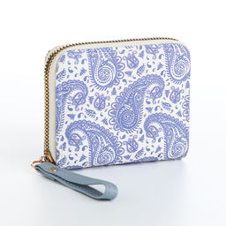 Кошелёк женский на молнии с ремешком, голубой
