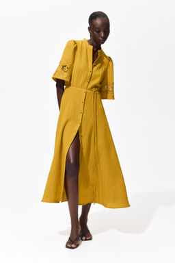 Vestido efecto arrugado con bordado ingl?s - H&m фото 8