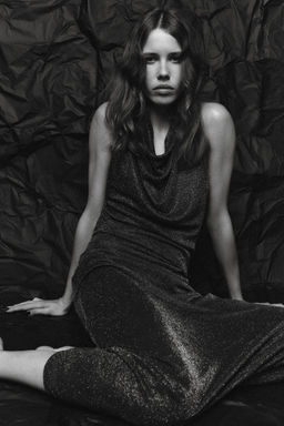 METALLIC THREAD OPEN BACK MAXI DRESS - Zara фото 3