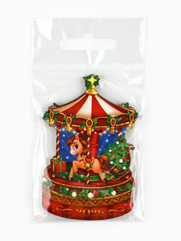 Цена за 3 шт. Магнит новогодний на холодильник «Карусель»