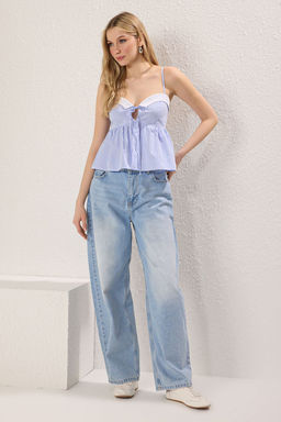 Trendyolmilla Haki Premium Ask?l? Pamuklu Dokuma Bluz TWOSS25BZ00412