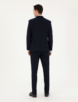 Lacivert Slim Fit _izgili Tak_m Elbise