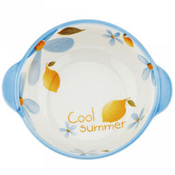 Лимония Салатник фарфоровый 400мл, 16,3х13,5х5см, с ручками, с деколью, отводка (Китай)