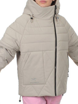 270 GRAY/BEIGE Куртка зимняя облегченная женская (верблюжья шерсть) - Фабричный китай фото 2