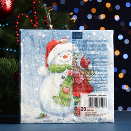 Цена за 2 шт. Салфетки новогодние бумажные Art Bouquet Девочка и снеговик, 3 слоя, 33?33 см, 20 шт.