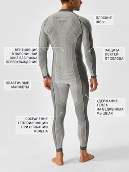 TEKSA Комплект мужской термокальсоны TLP 004 + термофуфайка TLS 004 black-grey
