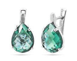 Серьги из серебра аквамарин выращ., Капля