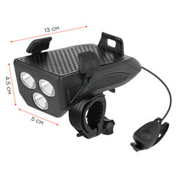 Фонарь передний COMIRON HOLDER ABS, IPX5; 3*T6 LED, 400lm 4800mAh USB индикатор заряда POWER BANK сигнал 130Дб крепление смартфона чёрный /уп 20/80/ - Галеонтрейд фото 17