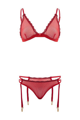 K?rm?z? Tul Puantiyeli Kaps?z Ic Camas?r? Tak?m? THMSS26CC00031