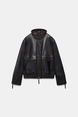 100% LEATHER BOMBER JACKET ZW COLLECTION LIMITED EDITION - Zara фото 19