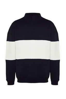 TRENDYOL MAN Siyah Oversize/Genis Kesim C?tc?tl? Renk Ici Polar Pamuklu Sweatshirt TMNAW24SW00160 - Trendyolmilla фото 6