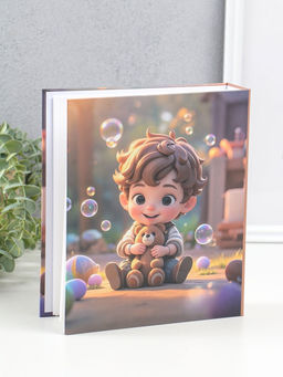 Фотоальбом на 80 фото 10х15 см "Мальчик в полосатой рубашке с мишкой" в коробке 5х19х22,8 см 10962