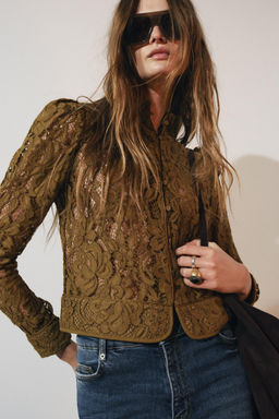 ZW COLLECTION LACE JACKET WITH PUFF SLEEVES - Zara фото 2