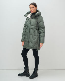 Куртка зимняя женская с капюшоном модная цвета хаки 7653Kh - Visdeer фото 3