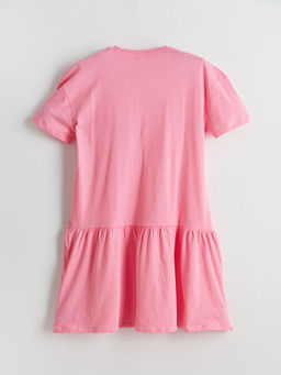 Bisiklet Yaka London Bask?l? K?z ?ocuk Elbise