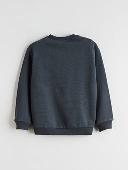 Bisiklet Yaka Bask?l? Erkek ?ocuk Sweatshirt