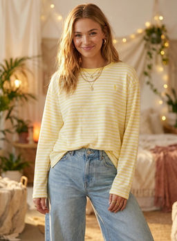 K13497 Лонгслив OVER SIZE (хлопок) ЖЕЛТЫЙ