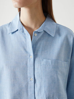 Oversize Keten Kar???ml? Kad?n G?mlek