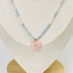 Колье из Розового кварца и Аквамарина 42 см +