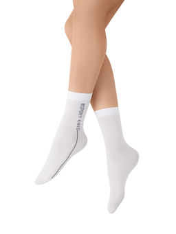 calz. HASHTAG 50 носки (с надписью) - bianco