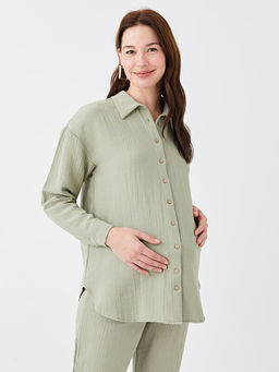 D?z Uzun Kollu Gofre Hamile G?mlek