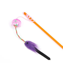 Дразнилка-удочка с шар-погремушкой и хвостиком, 49 см, микс цветов - Пижон фото 2