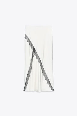 SATIN MIDI SKIRT WITH LACE - Zara фото 4