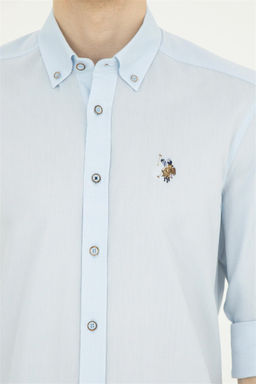 U. S. Polo Assn / Мужская голубая базовая рубашка с длинным рукавом - U.s. polo assn фото 7