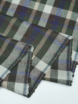 Шерсть пальтово-костюмная Твид Клетка цв.молочный/коричневый/зеленый, ш.1.5м, шерсть-60%, п/э-40% - Купава фото 7