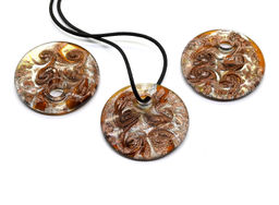 Муранское стекло украшения Круг 49мм цв.коньячный